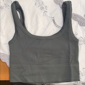 NikiBiki Seamless Chevron Olive Green Ribbed Crop Top One Size